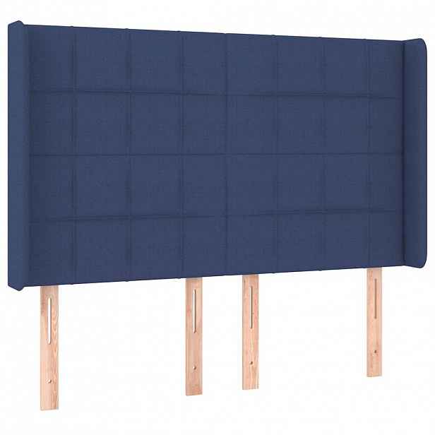 vidaXL Čelo postele typu ušák modré 147x16x118/128 cm textil