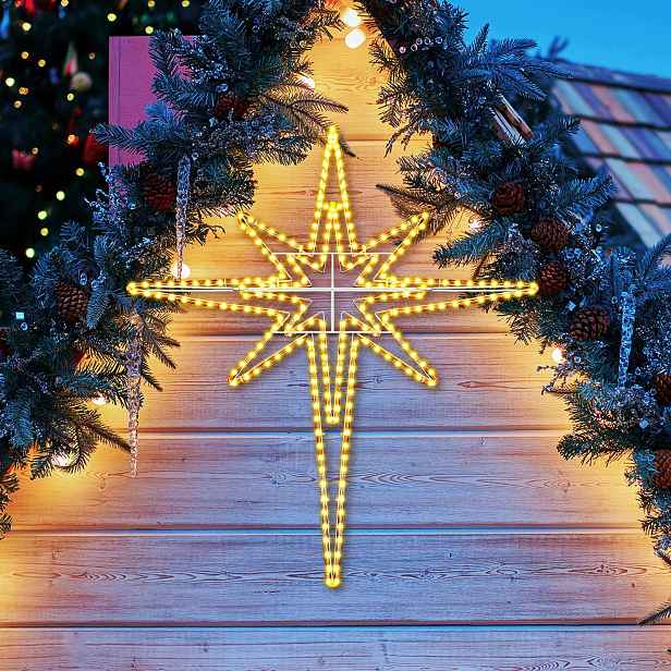 Led vánoční hvězda teplé stálé světlo 56x45x2 cm