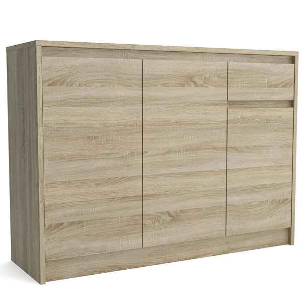 MASSENO KOMODA ASTORRE, 113/82/33 cm s 1 zásuvkou a 3 dvířky, dub Sonoma