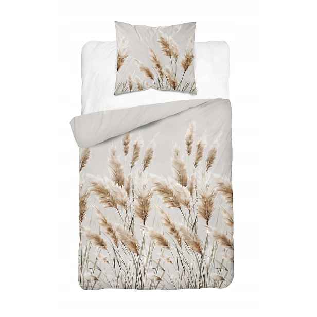 Povlečení saténové béžové klasy Tráva Pampasová 140x200 boho elegantní