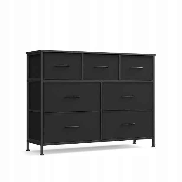 Songmics komoda se 7 zásuvkami, ocelový rám, do ložnice 98,8x30x74,7 cm