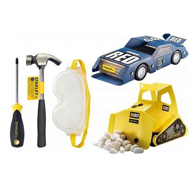Stanley Jr. U004-K02-T03-SY Sada autíčko, bagr a 3 kusů nářadí