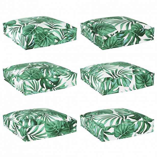 vidaXL Polštář 6 ks Oxford látka Vzor listů 40 x 40 x 8 cm