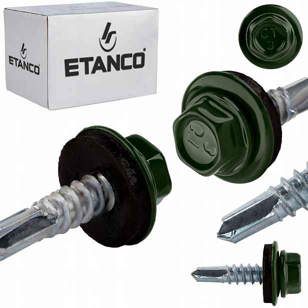 Samovrtné šrouby do kovu 3 mm 4,8 x 19 mm Ral 6020 250 ks Etanco GT3 Z14