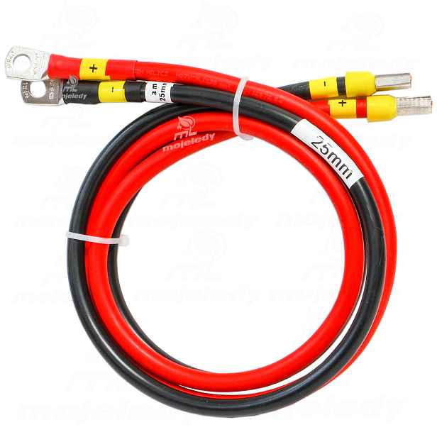 300 cm dlouhý kabel Lgy 25 M8 pro akumulátory a invertor