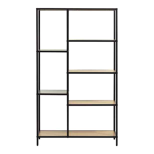 Černá/v přírodní barvě knihovna v dekoru dubu 80x146x35 cm Altino – Unique Furniture