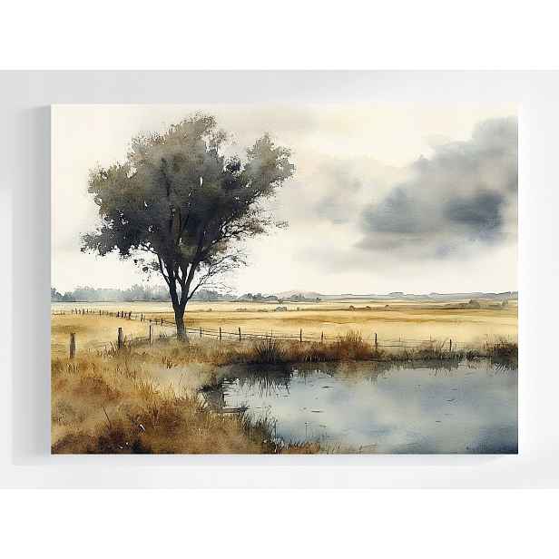 Obraz Na Plátně Plátno Krajina Venko Rovina Pole Vrba 80x60