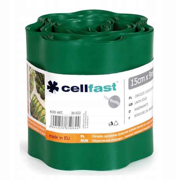 Trávníkový Lem Vlnitý 15 cm x 9 m Tmavě zelený Cellfast