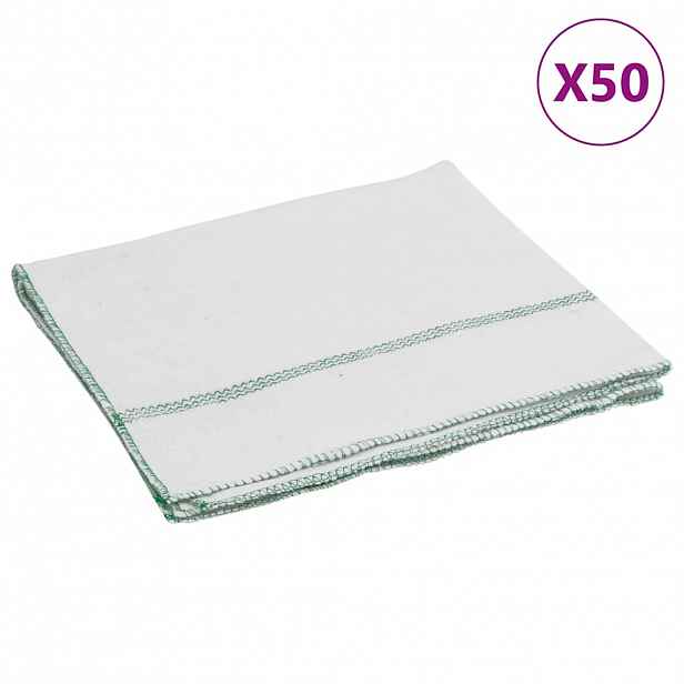 vidaXL Čistící utěrky 50 ks bílé se zelenými pruhy 50 x 60 cm
