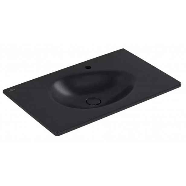 Villeroy & Boch Antao - Umyvadlo nábytkové 80x50 cm, bez přepadu, otvor pro baterii, CeramicPlus, Pure Black 4A7581R7