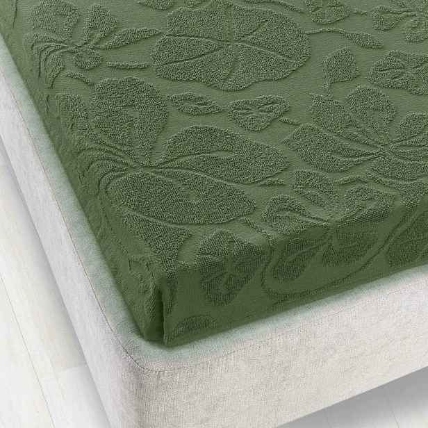 Froté prostěradlo bez gumičky 150x205 Tulipán zelené žakárové