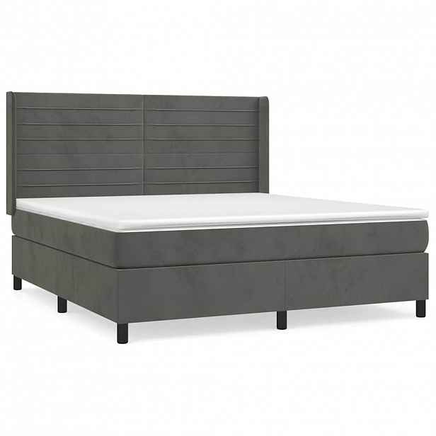 vidaXL Box spring postel s matrací tmavě šedá 180x200 cm samet