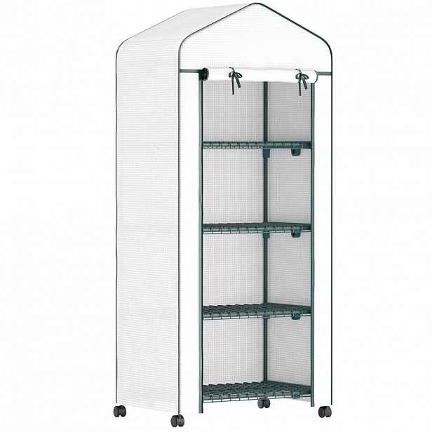 Modfu FÓLIOVNÍK z oceli 69x50x165 cm bílý s rolovacími dveřmi a 4 policemi, odolný vůči UV záření