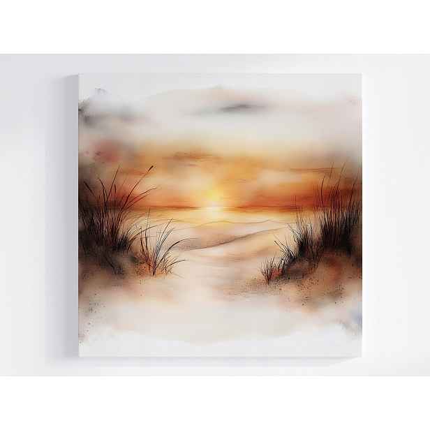 Obraz Na Plátně Canvas Krajina Voda Moře Pláž Duny Trávy Slunce 50x50