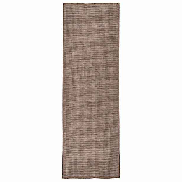vidaXL Venkovní hladce tkaný koberec 80x250 cm hnědá