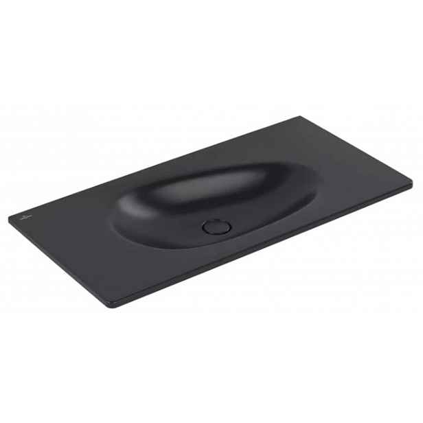Villeroy & Boch Antao - Umyvadlo nábytkové 100x50 cm, bez přepadu, bez otvoru pro baterii, CeramicPlus, Pure Black 4A76A3R7