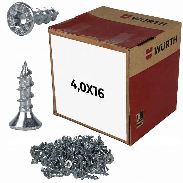 Vruty pro dřevotřískové desky Wurth Assy 4x50 mm Csmp Konfirmáty 500ks