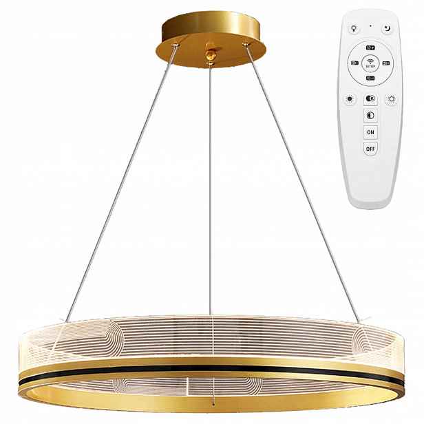 Závěsná Led Lampa Kovová Zlato Černá Moderní Dálkový Ovladač