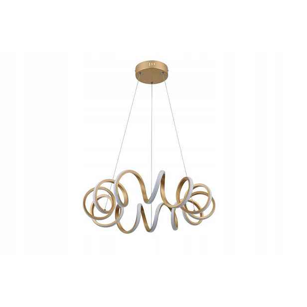 Závěsná Led lampa zlatá dekorativní kulatá 55 cm pružina do obývacího pokoje Reality