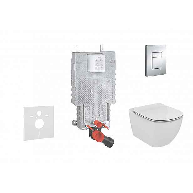 Grohe Uniset - Set předstěnové instalace, klozetu a sedátka Ideal Standard Tesi, tlačítka Skate Cosmopolitan, chrom 38643SET-KF