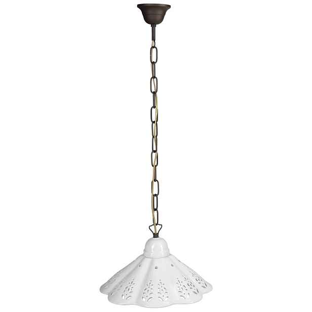 Sapho LAMPEDUSA závěsné svítidlo E27, 60W, 230V, IP21, keramické stínítko 30cm, mosazný řetěz
