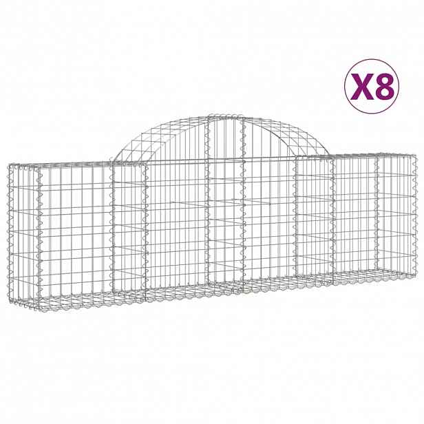 vidaXL Klenuté gabionové koše 8 ks 200x30x60/80 cm pozinkované železo