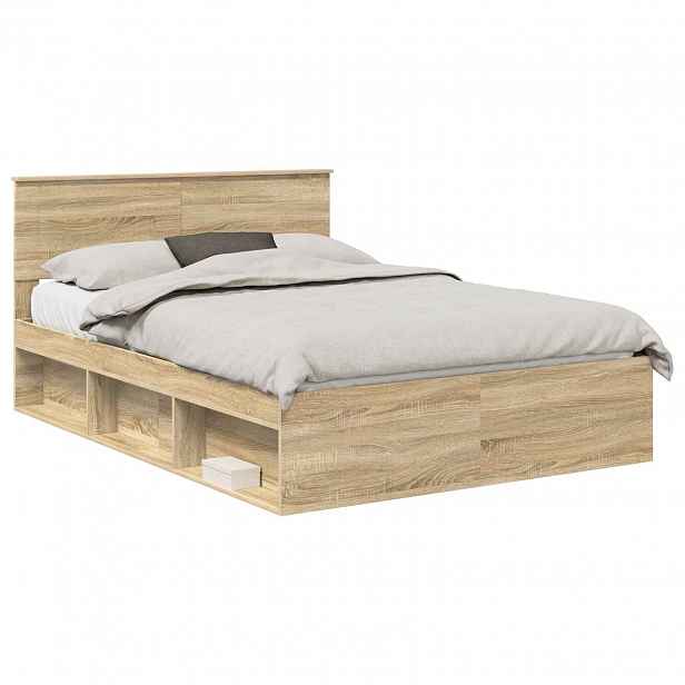 vidaXL Rám postele Kouřový dub 150 x 200 cm Kompozitní dřevo