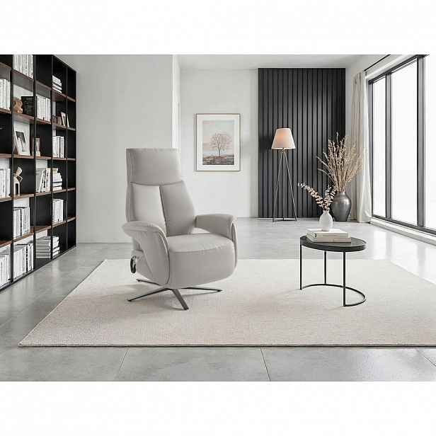 Sit & More RELAXAČNÍ KŘESLO, kůže, světle šedá