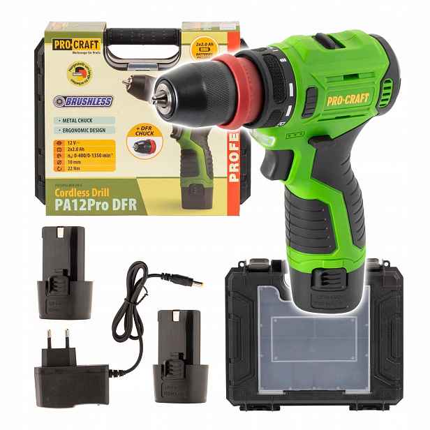 Akumulátorový šroubovák Procraft PA12Pro Dfr 2x2,0Ah