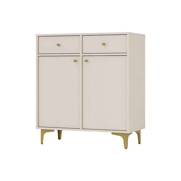 MASSENO KOMODA TORINO, 84/94/41 cm s 2 zásuvkami a 2 dvířky, béžová