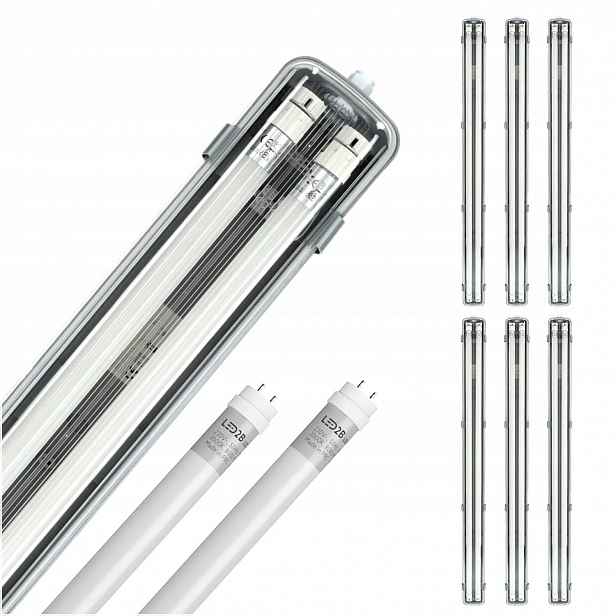 Sada 6 x hermetické svítidlo Aqua M 2x120 12x Led T8 18W neutrální