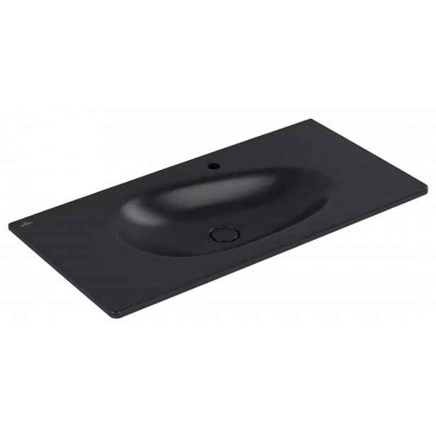 Villeroy & Boch Antao - Umyvadlo nábytkové 100x50 cm, bez přepadu, otvor pro baterii, CeramicPlus, Pure Black 4A76A2R7