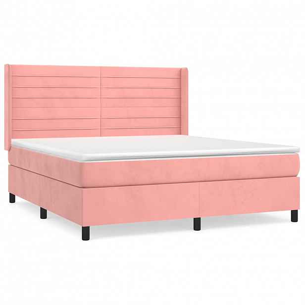 vidaXL Box spring postel s matrací růžová 180x200 cm samet