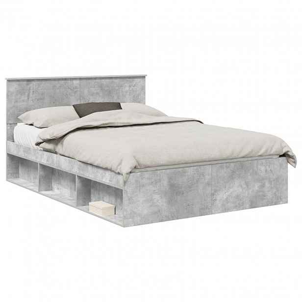 vidaXL Rám postele s čelo Betonově šedá 150 x 200 cm Kompozitní dřevo