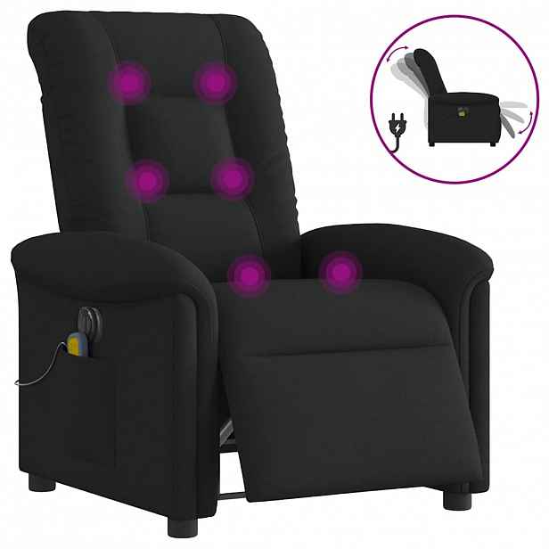 vidaXL Elektrické masážní polohovací křeslo černé textil