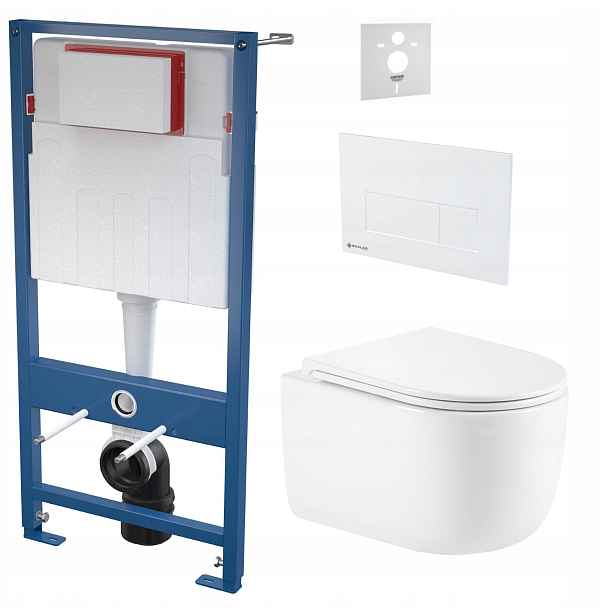 Podomítkový Wc set, rám Skalar by Alca, Wc mísa Tornado, tlačítko