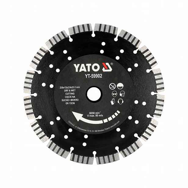 Diamantový Kotouč 230 MM Pro Betonu A Kámen, Suché/mokré Řezání Yato