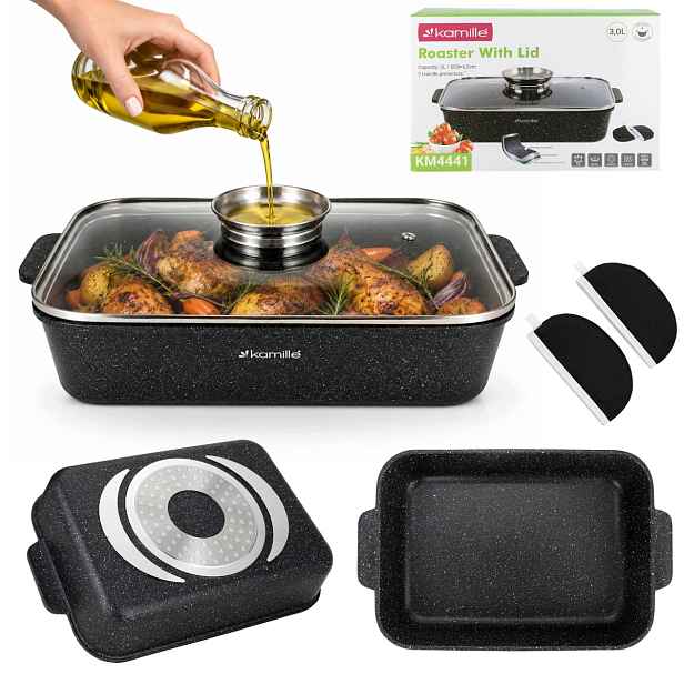 Husička Zapékací Mísa Mramorová Hrnec Non Stick 3,0 L Plyn/indukce Kamille