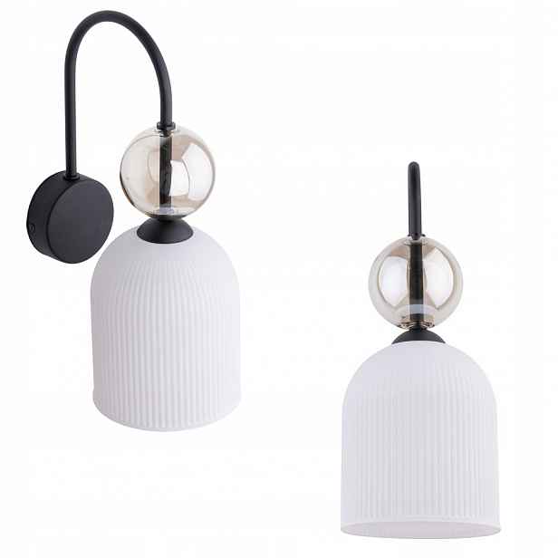 Nástěnné svítidlo s bílým rýhovaným skleněným stínítkem pro obývací pokoj 1*E14 Tk Lighting
