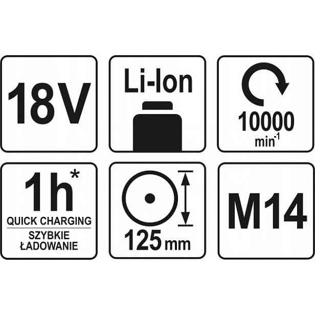 Úhlová Bruska 18V, 125 MM, Tělo