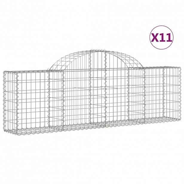 vidaXL Klenuté gabionové koše 11 ks 200x30x60/80 cm pozinkované železo