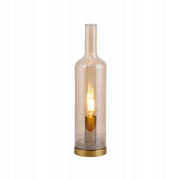 Skleněná stolní lampa do obývacího pokoje, ložnice, jídelny, jantarová Bottle