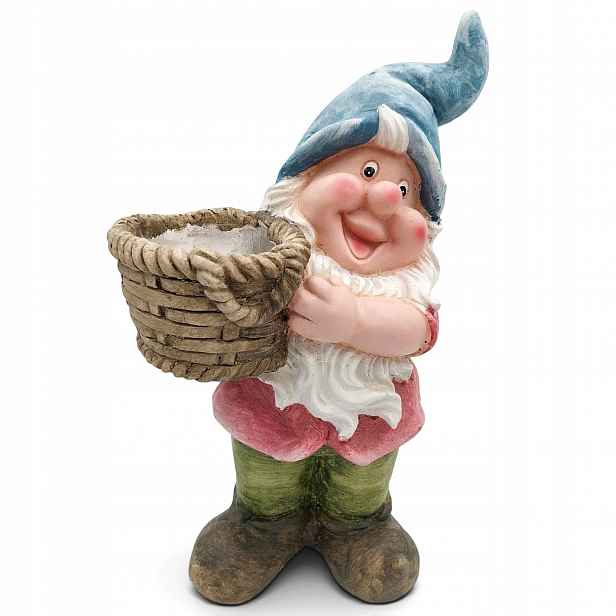 Velký zahradní trpaslík keramická figurka Květináč na květiny Skřítek 40 cm