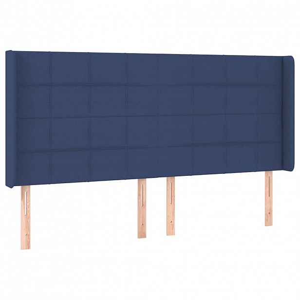 vidaXL Čelo postele typu ušák modrá 163x16x118/128 cm textil