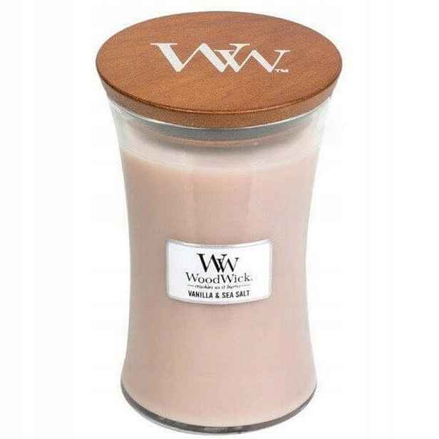 WoodWick Vonná svíčka sójová Vanilla & Sea Salt Velká 610 g
