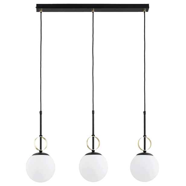 Závěsná lampa černo-zlatá 3xE14 skleněné koule Dorena Alfa
