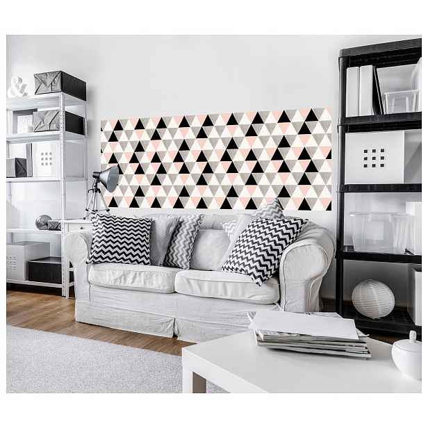 Fototapeta Geometrické trojúhelníky Růžovo-černé se třpytkami 250 x 104 lepidlo