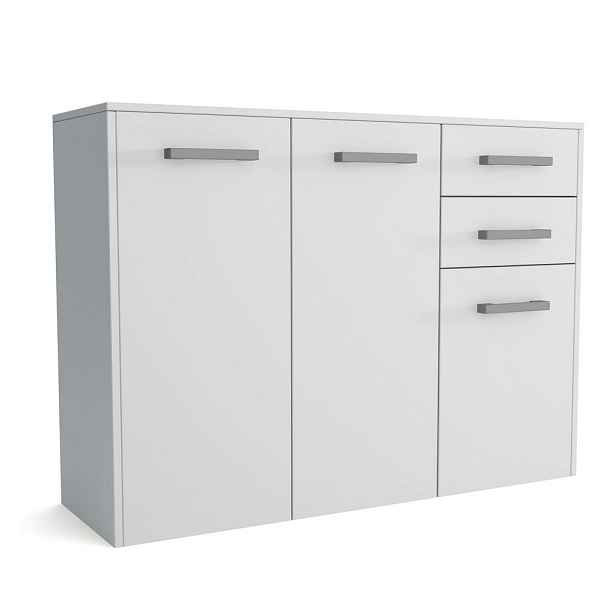 MASSENO KOMODA SCALINI, 113/82/33 cm s 2 zásuvkami a 3 dvířky, bílá