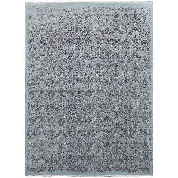 Ručně vázaný kusový koberec Diamond DC-M 5 Light grey/aqua, 180x275, modrá, chodba / předsíň, Diamond Carpets India