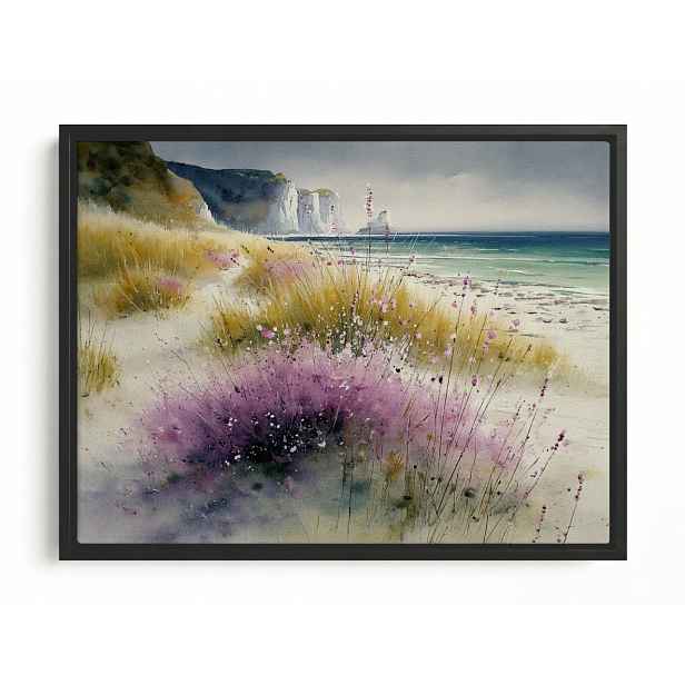 Obraz Rám Americký Box Krajina Anglie Moře Pláž Dover Útesy Květiny 80x60
